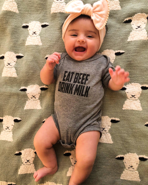 Grey 'Eat Beef Drink Milk' Unisex Onesie