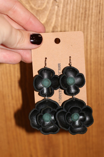 Leather Flower Earrings