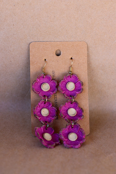 Leather Flower Earrings