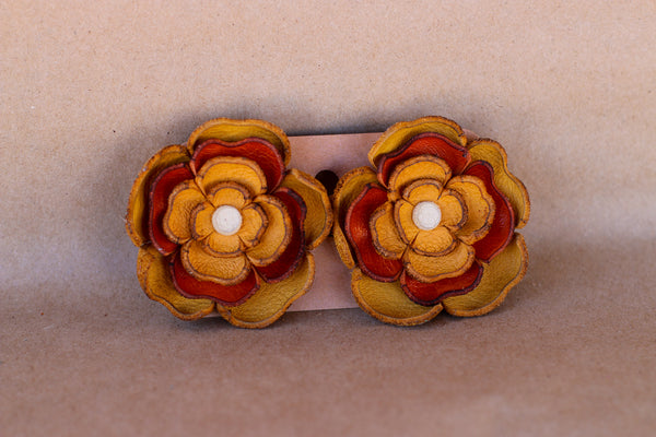 Leather Flower Earrings